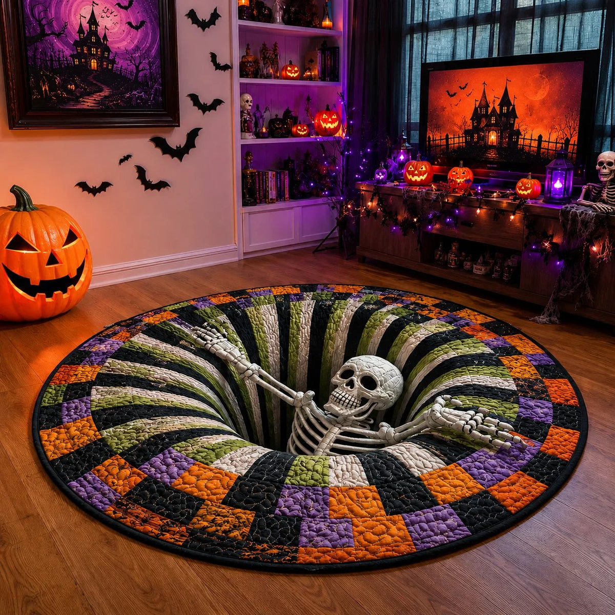 🎄🎄49% Off Last Day 🎄 3D Haunted Vortex Round Halloween Rug