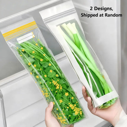 🥬 49% OFF Limited Offer🔥Reusable Long Food Storage Bags, Double-Zip Seal Freshness Bags for Kitchen