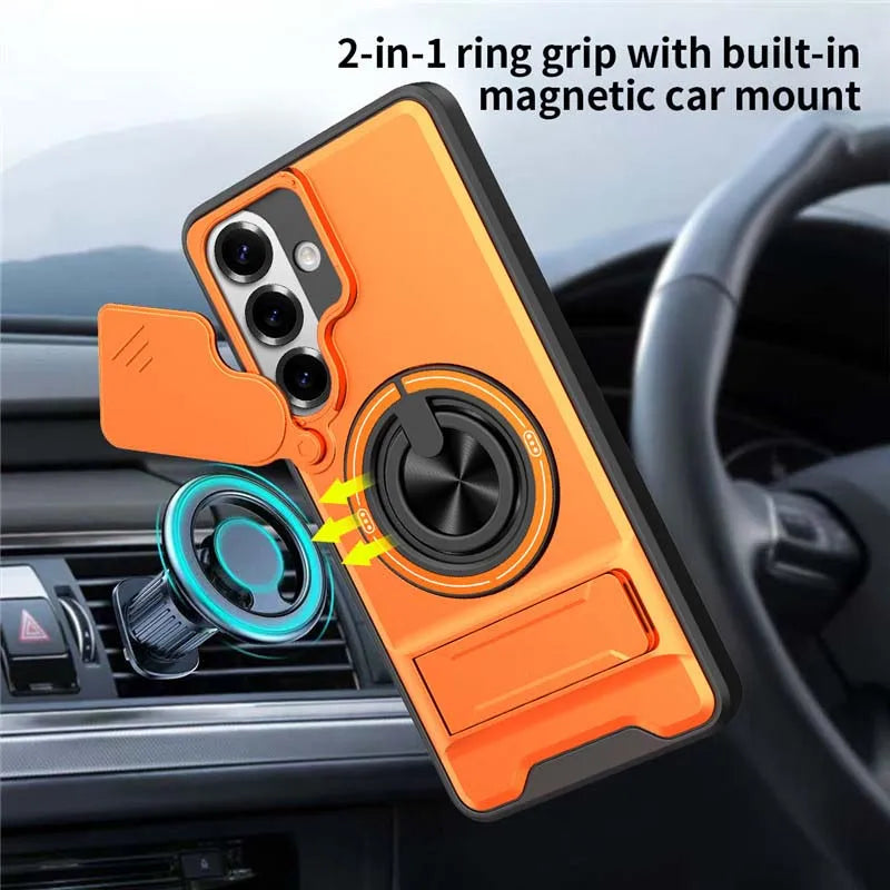 🔥 Flash Sale: 49% OFF! 🔥Samsung Phone Case – Sliding Camera Cover, Rotatable Ring, Magnetic Mount