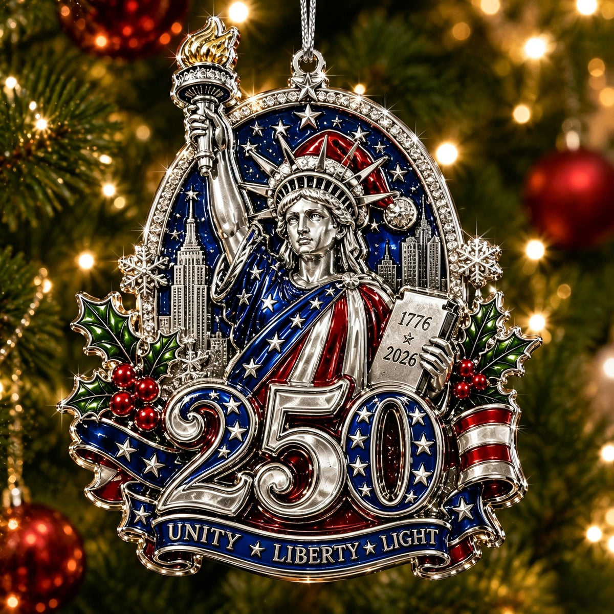 🎁🇺🇸 America 250th Anniversary Christmas Ornament