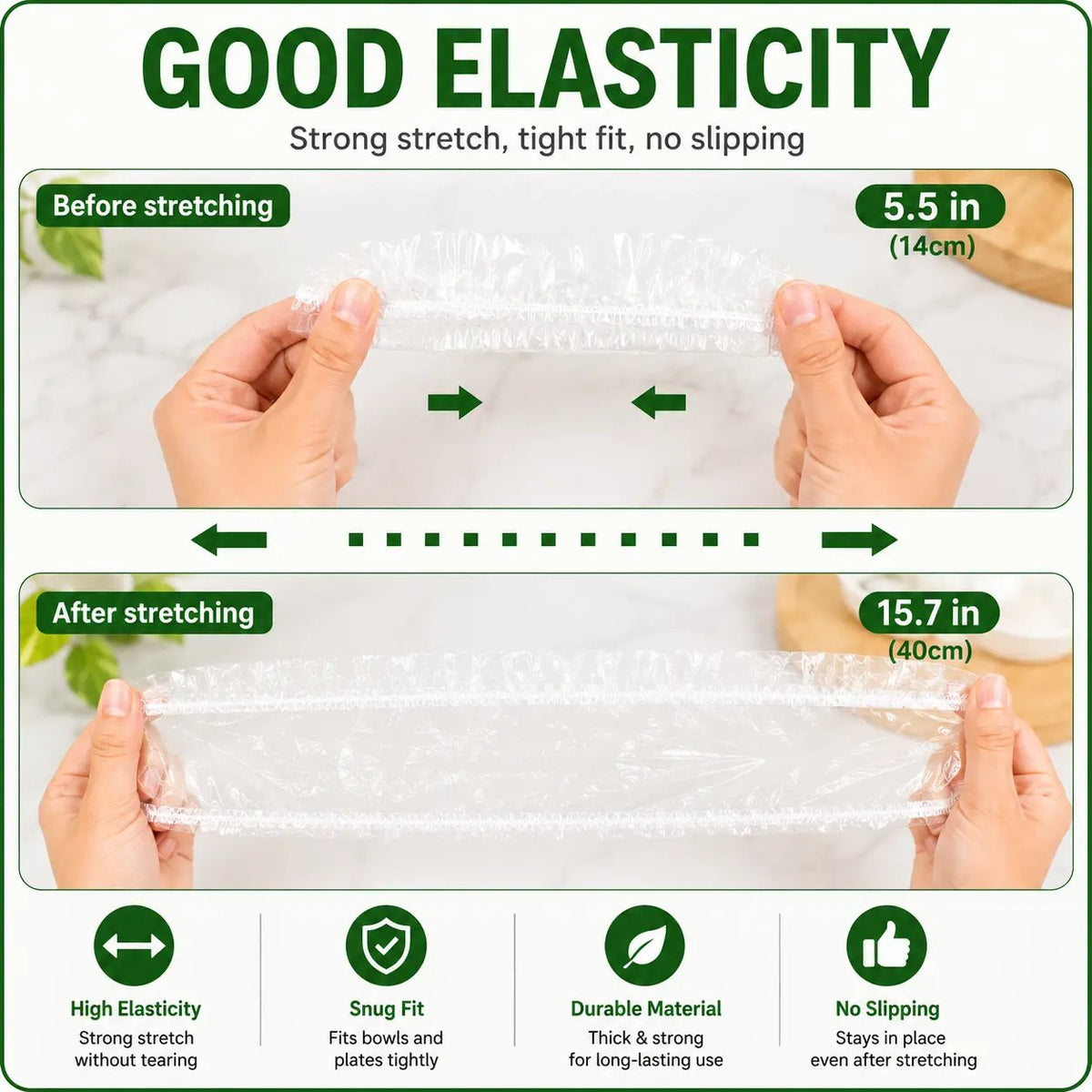 🥗 The 1-Second Plastic Wrap Alternative: 100PCS Stretch Food Covers | Elastic Bowl & Plate Lids — Stretch, Cover, Done | Never Tear, Tangle, or Stick Again
