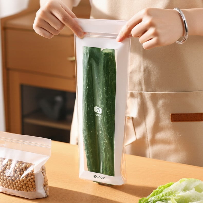🥬 49% OFF Limited Offer🔥Reusable Long Food Storage Bags, Double-Zip Seal Freshness Bags for Kitchen