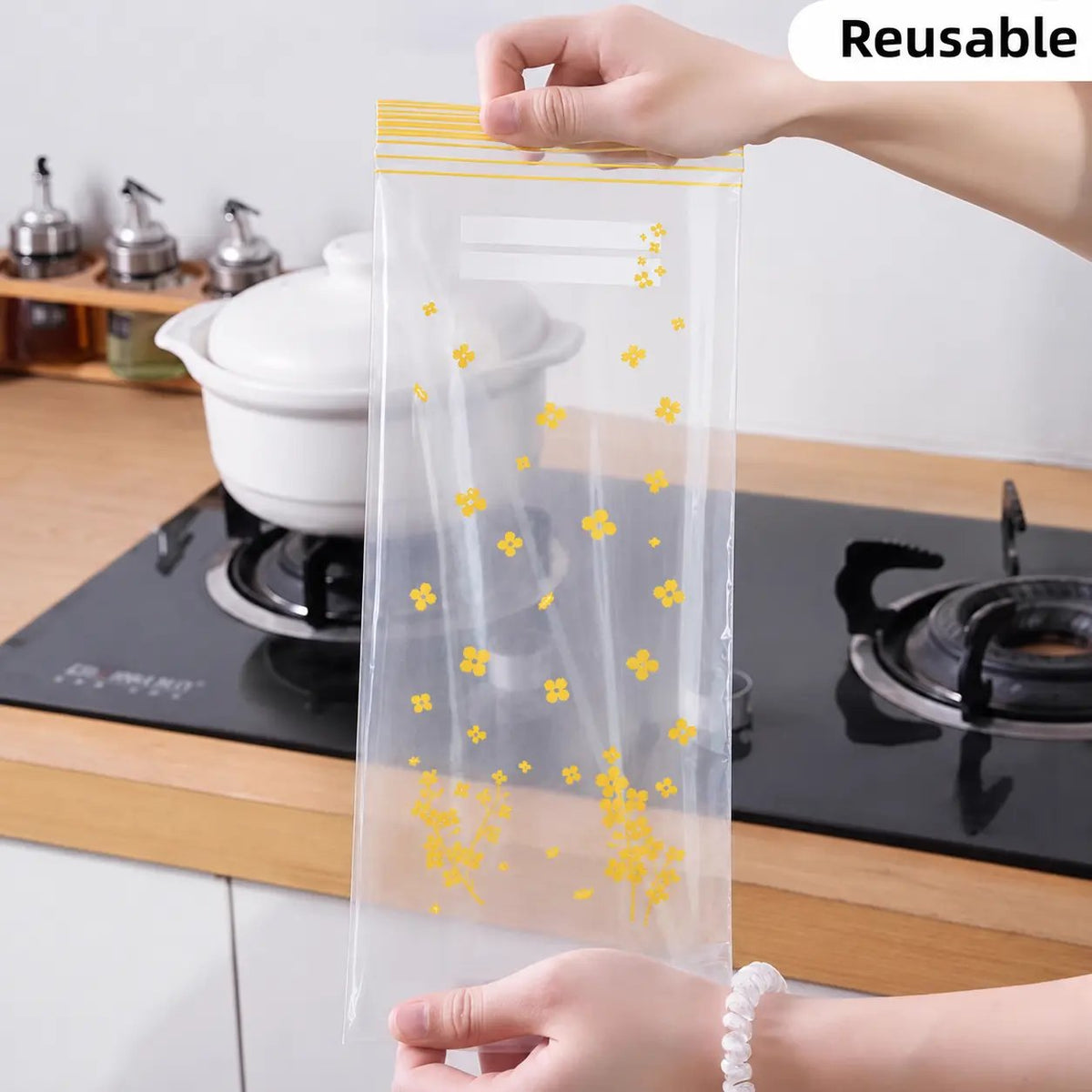 🥬 49% OFF Limited Offer🔥Reusable Long Food Storage Bags, Double-Zip Seal Freshness Bags for Kitchen