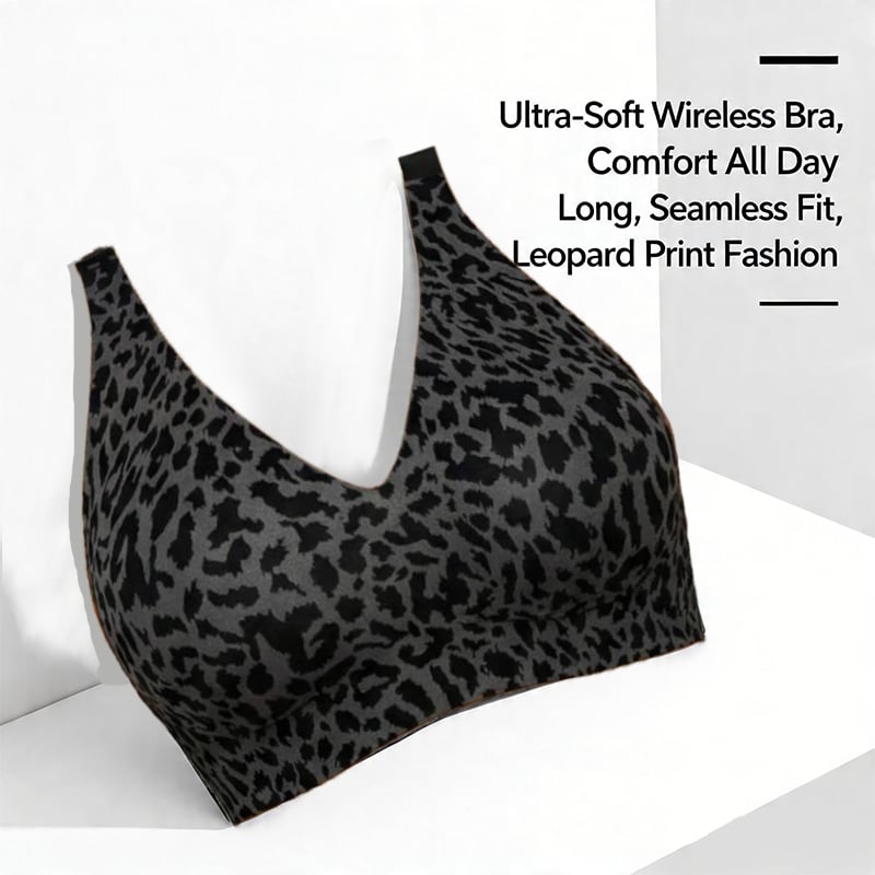 🌼🔥Super Firming Leopard Print Jelly  Bra | Women Wirefree Bras 👍No More Sagging Breasts