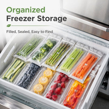 🥬 49% OFF Limited Offer🔥Reusable Long Food Storage Bags, Double-Zip Seal Freshness Bags for Kitchen