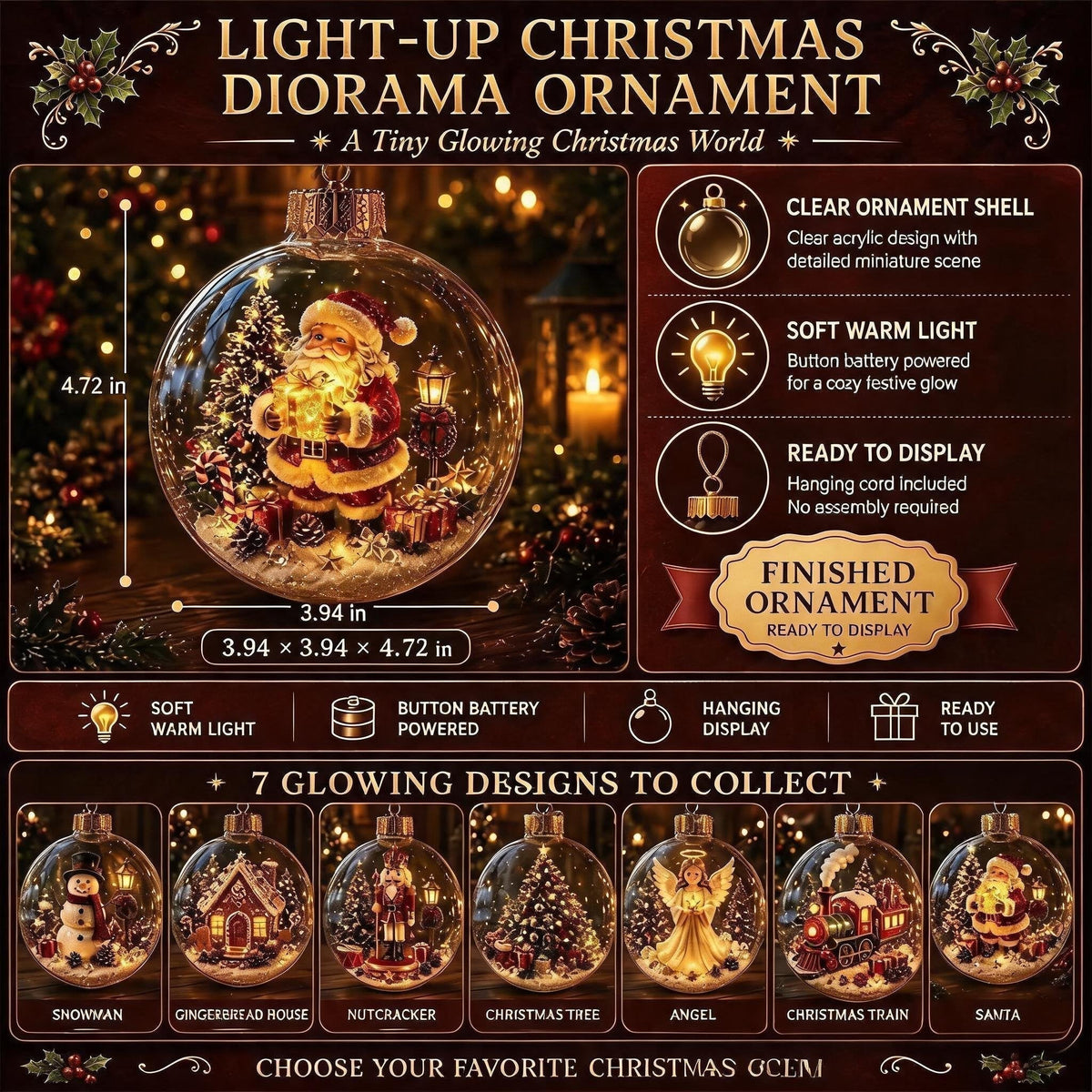 🎁✨Glowing Christmas Diorama Ornament🎄