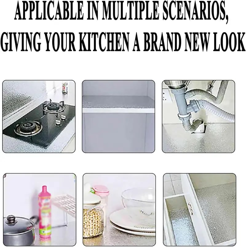 Oil-resistant kitchen adhesive wallpaper roll, stainless steel effect