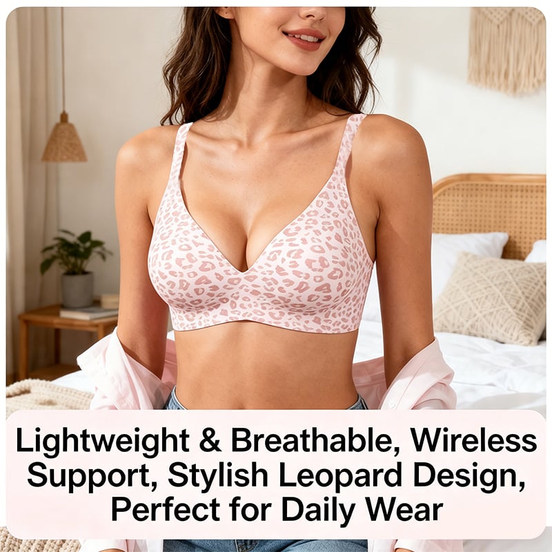 🌼🔥Super Firming Leopard Print Jelly  Bra | Women Wirefree Bras 👍No More Sagging Breasts