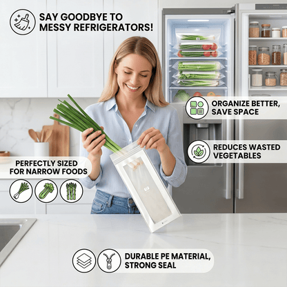 🥬 49% OFF Limited Offer🔥Reusable Long Food Storage Bags, Double-Zip Seal Freshness Bags for Kitchen