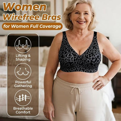 🌼🔥Super Firming Leopard Print Jelly  Bra | Women Wirefree Bras 👍No More Sagging Breasts