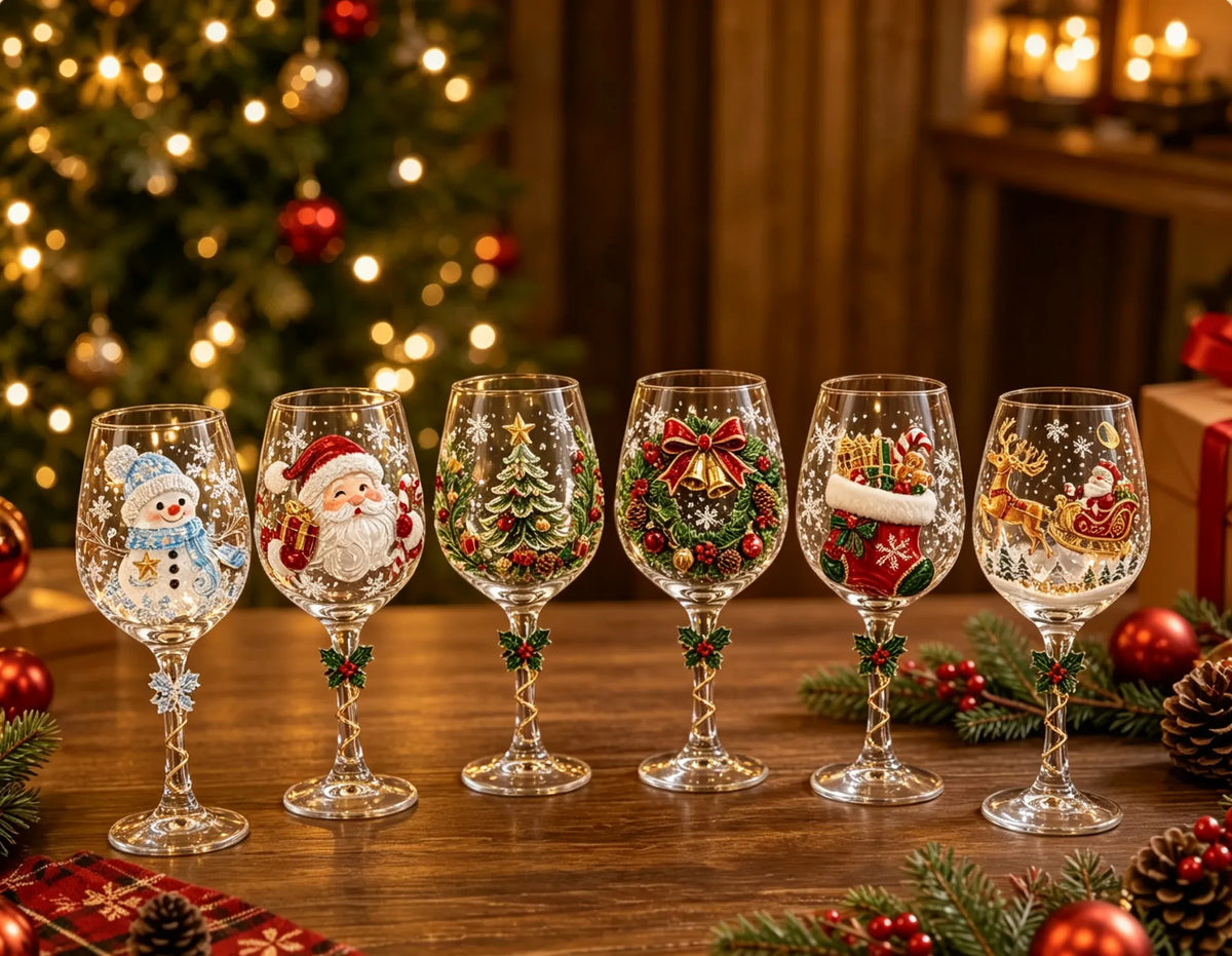 🌼🎁Christmas Wine Glass Collection Box Set✨