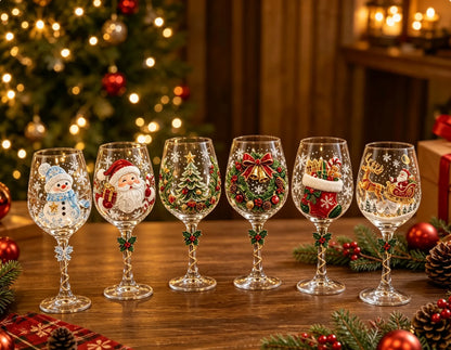 🌼🎁Christmas Wine Glass Collection Box Set✨