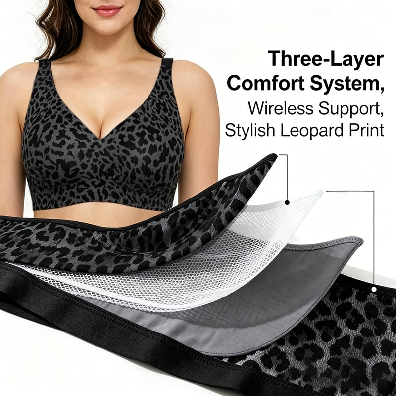 🌼🔥Super Firming Leopard Print Jelly  Bra | Women Wirefree Bras 👍No More Sagging Breasts