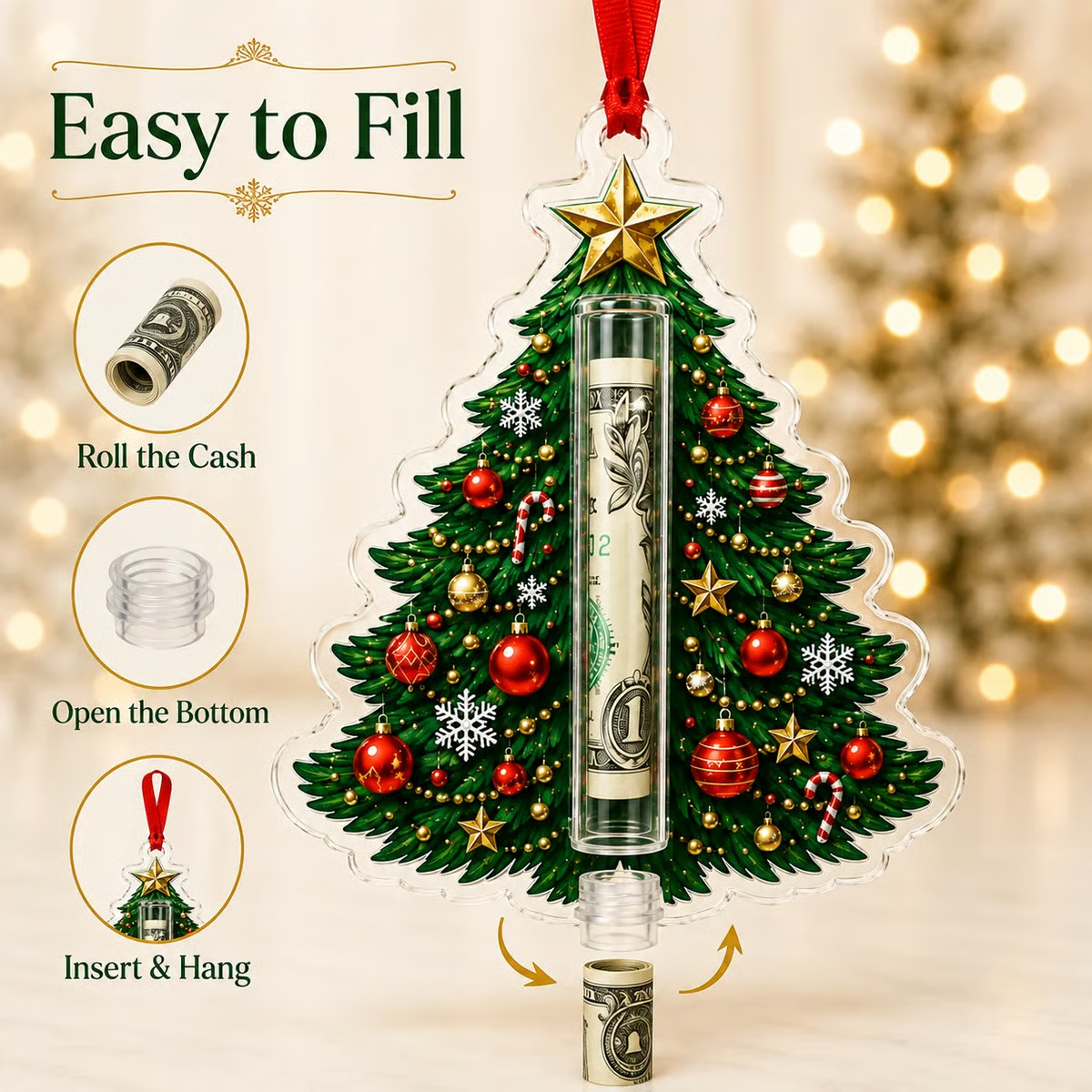 🎁💵 Christmas Cash Holder Ornament — Turn Cash Into a Christmas Surprise